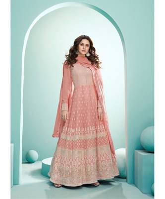 Light Pink Embroidered Anarkali Suit 1