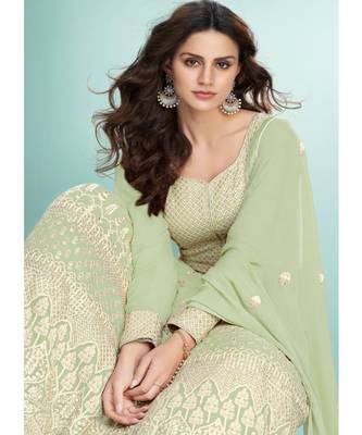 Light Green Embroidered Anarkali Suit 2