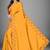 Yellow embroidered silk blend saree with blouse