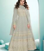 Light Grey Embroidered Anarkali Suit