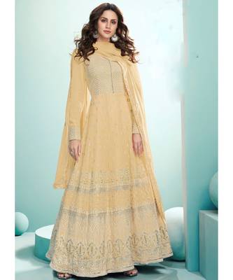 Light  Yellow Embroidered Anarkali Suit 1