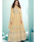 Light  Yellow Embroidered Anarkali Suit