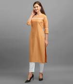 Peach printed rayon ethnic-kurtis