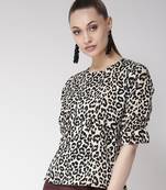 Black printed crepe party-tops