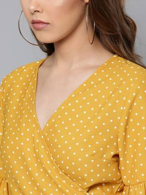 Yellow printed crepe party-tops 2