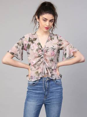 Multicolor printed georgette party-tops 1