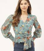 Multicolor printed georgette party-tops