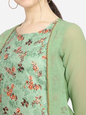 Women Printed Green Colour Straight Kurta 3