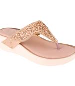 Do Bhai Peach Embellished Wedges For Women