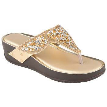 Do Bhai Golden Embellished Wedges For Women 1