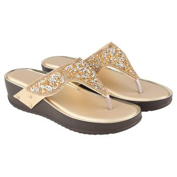 Do Bhai Golden Embellished Wedges For Women 4