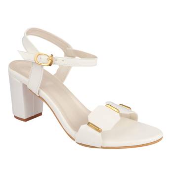 Do Bhai White Block Heels for Women 1