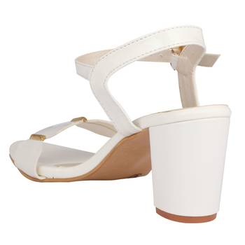 Do Bhai White Block Heels for Women 2