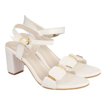 Do Bhai White Block Heels for Women 3