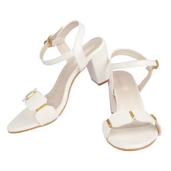 Do Bhai White Block Heels for Women 4