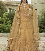 Dark Cream Net Pakistani Salwar Kameez