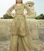 Beige Net Pakistani Salwar Kameez