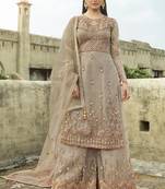 Grey Net Pakistani Salwar Kameez