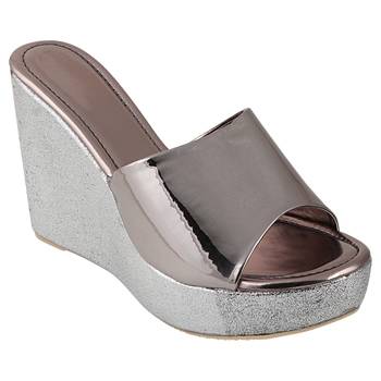 Do Bhai Grey Western Embellished Wedges for Women 1