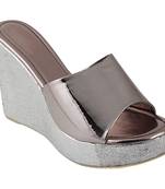 Do Bhai Grey Western Embellished Wedges for Women
