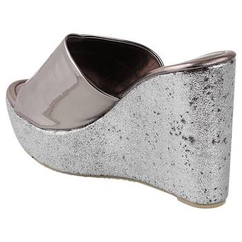 Do Bhai Grey Western Embellished Wedges for Women 2