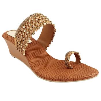 Do Bhai Copper Embellished Wedges for Women 1