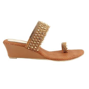 Do Bhai Copper Embellished Wedges for Women 2