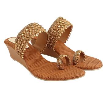 Do Bhai Copper Embellished Wedges for Women 3