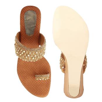 Do Bhai Copper Embellished Wedges for Women 4