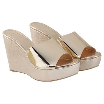 Do Bhai Gold Western Embellished Wedges for Women 3