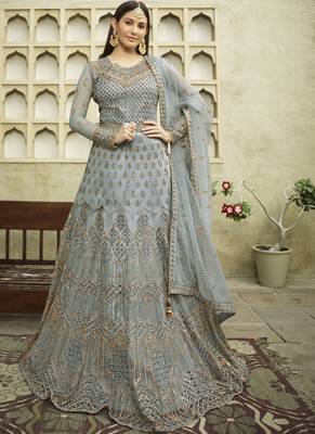 Beige Net Pakistani Salwar Kameez 1