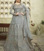 Beige Net Pakistani Salwar Kameez