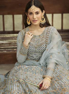 Beige Net Pakistani Salwar Kameez 2