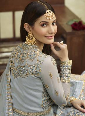 Beige Net Pakistani Salwar Kameez 3