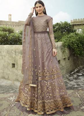Onion Pink Net Pakistani Salwar Kameez 1