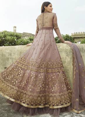 Onion Pink Net Pakistani Salwar Kameez 2