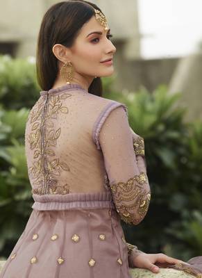 Onion Pink Net Pakistani Salwar Kameez 4