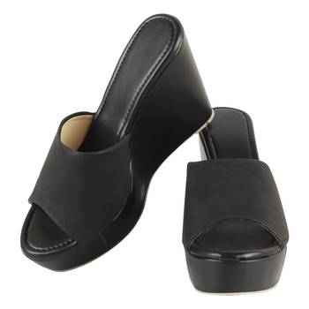 Do Bhai Black Casual Wedges For Women 3