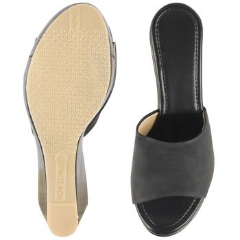 Do Bhai Black Casual Wedges For Women 5