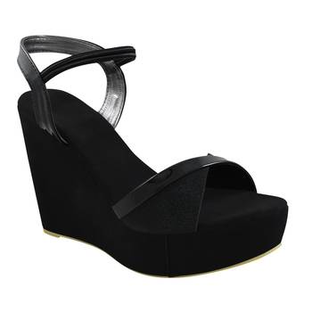 Do Bhai Black Casual Wedges for Women 1