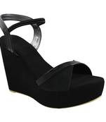Do Bhai Black Casual Wedges for Women