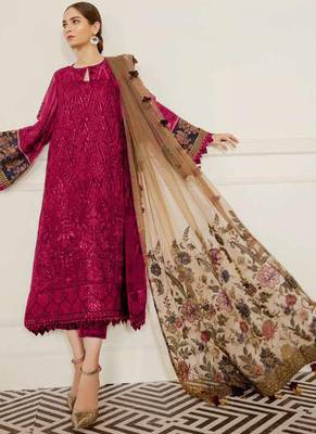 Maroon Georgette Pakistani Salwar Kameez 1