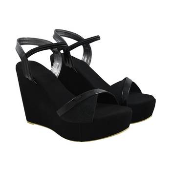 Do Bhai Black Casual Wedges for Women 3