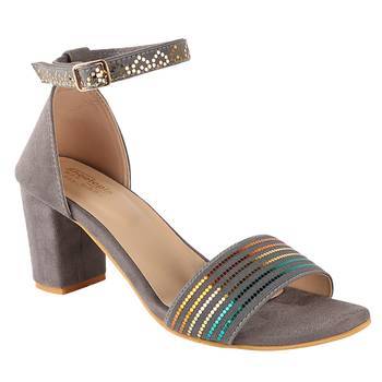 Do Bhai Grey Solid Heels for Women 1