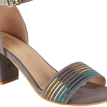 Do Bhai Grey Solid Heels for Women 2