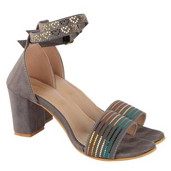 Do Bhai Grey Solid Heels for Women 4