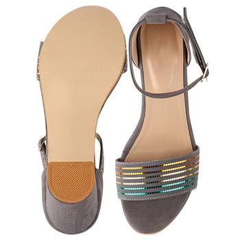 Do Bhai Grey Solid Heels for Women 5