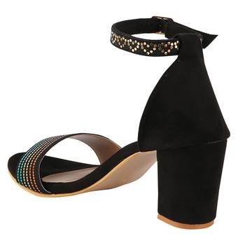 Do Bhai Black Solid Heels for Women 3