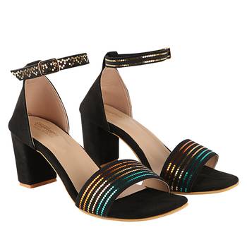 Do Bhai Black Solid Heels for Women 4