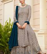 Grey Georgette Pakistani Salwar Kameez
